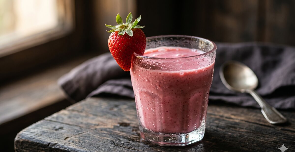 Aardbeien kwarkshake na maagverkleining