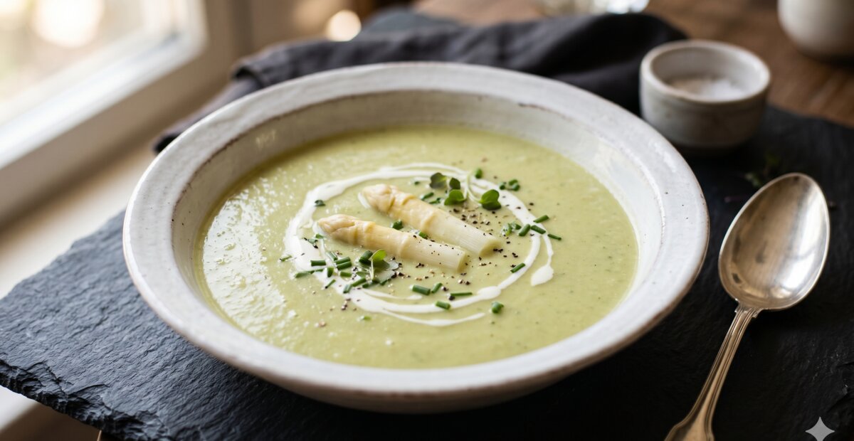 Aspergesoep met kwark na maagverkleining