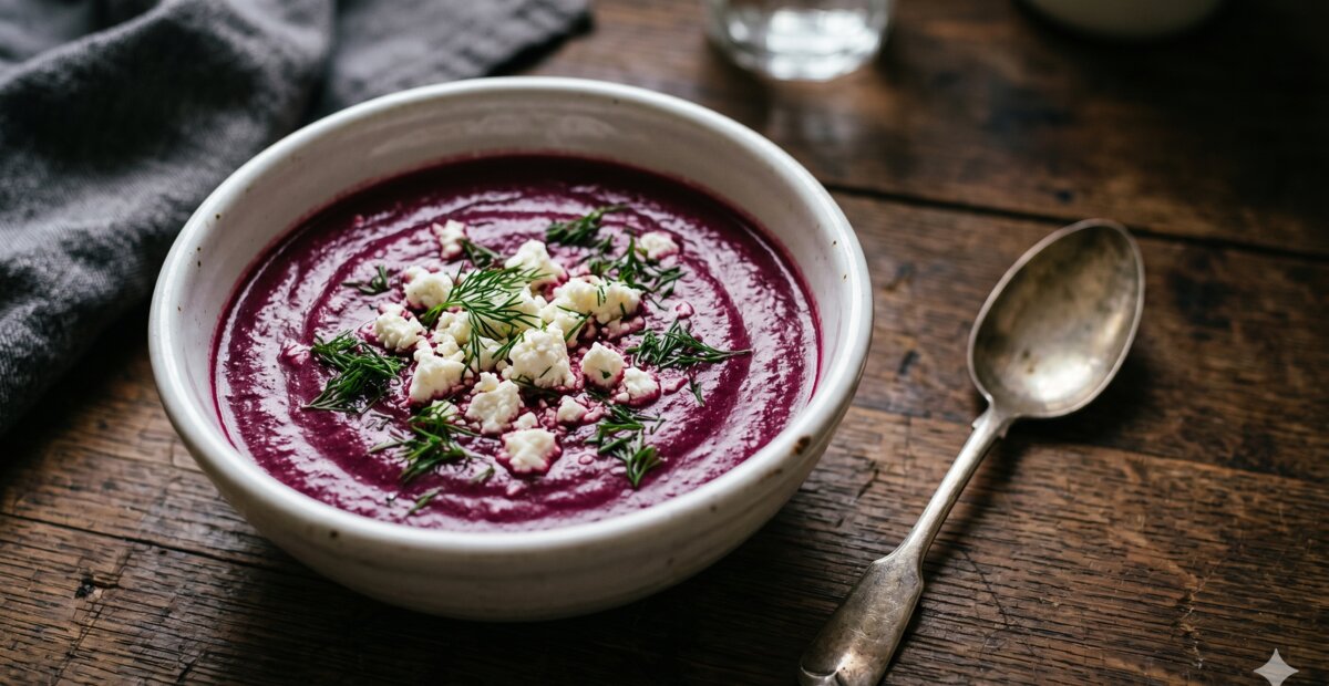 Bietensoep met feta na maagverkleining