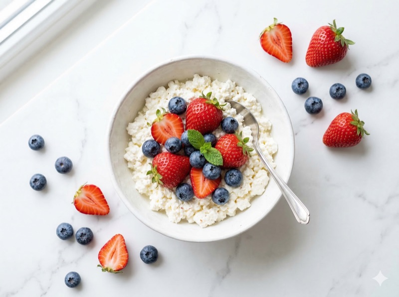 Cottage cheese fruit gepureerde fase