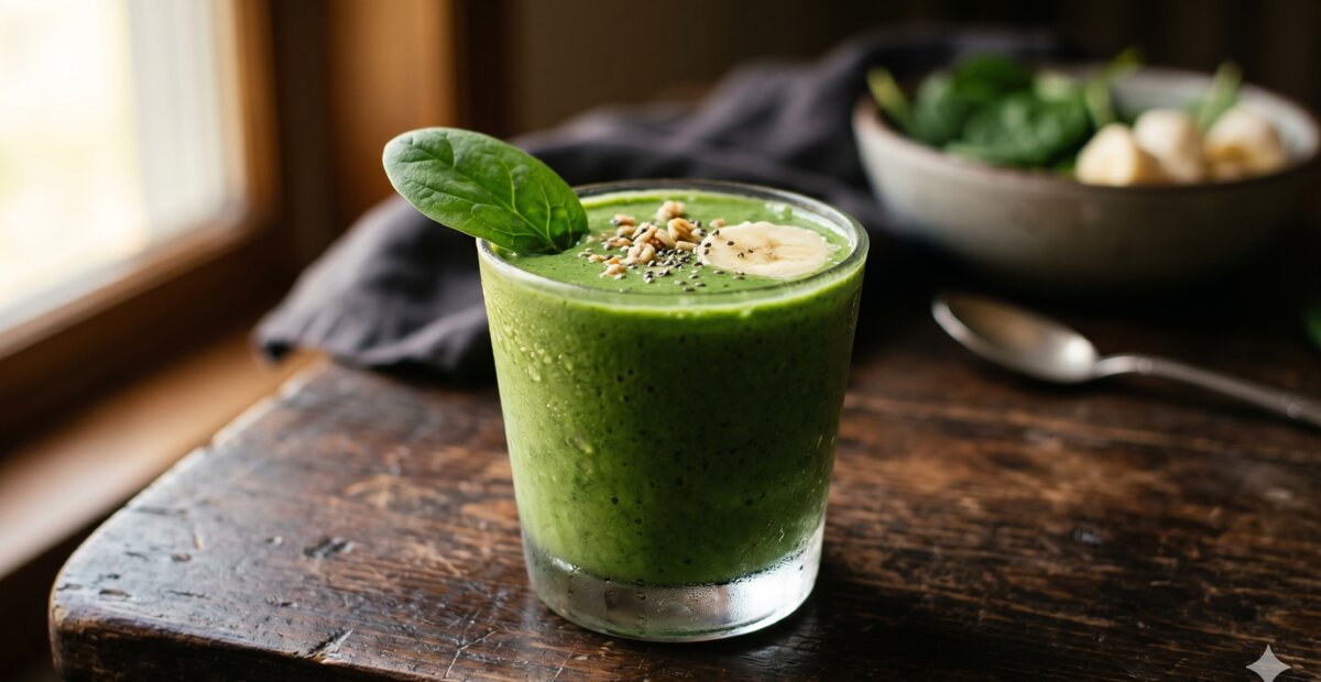 Groene eiwitshake met spinazie en kwark