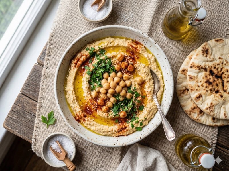 Hummus zachte groente gepureerde fase