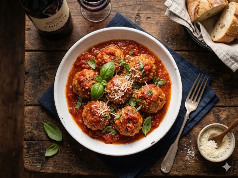 Kipgehaktballetjes in tomatensaus