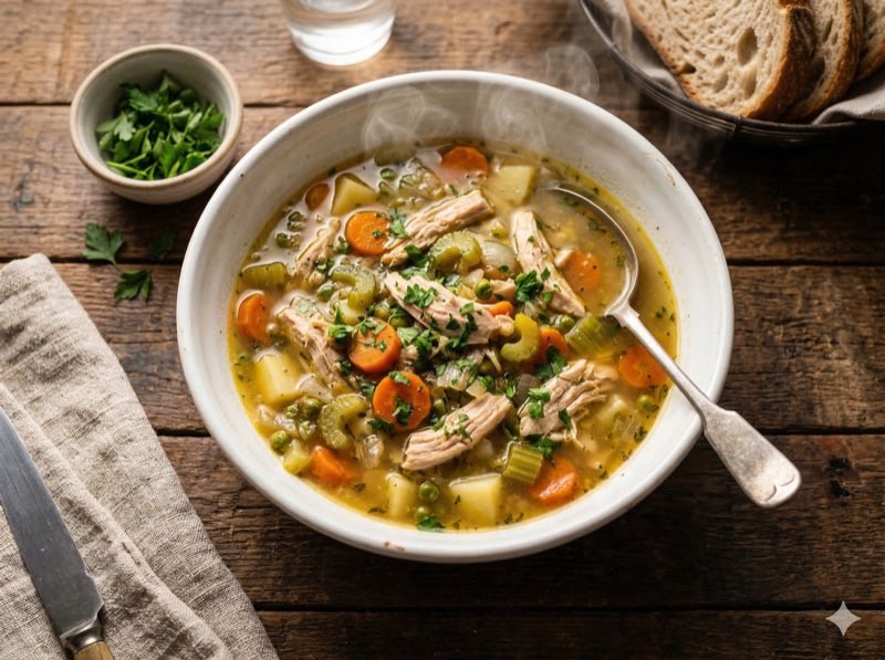 Eiwitrijke kippensoep
