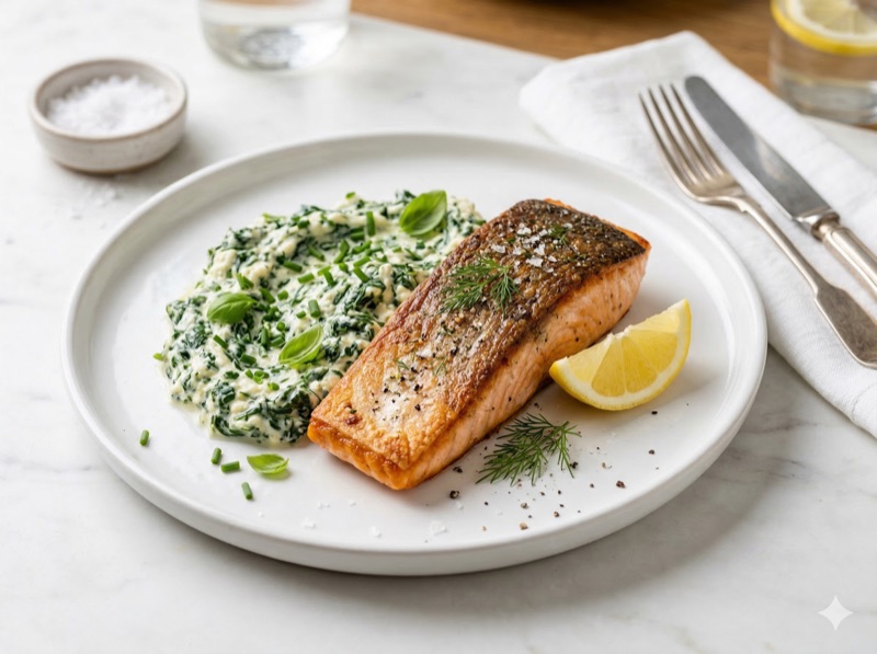 Zalm met spinazie en ricotta